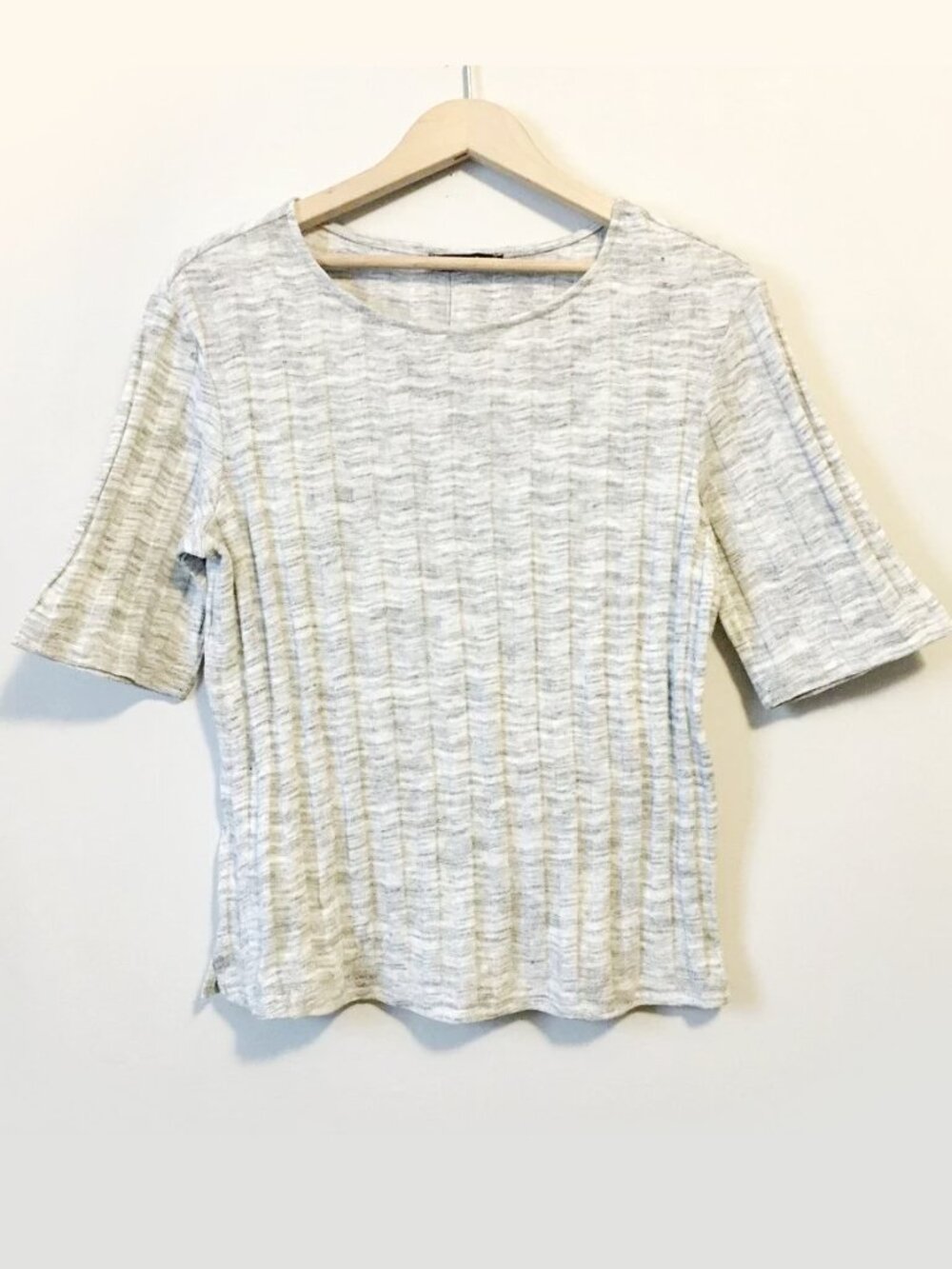 Mango NWT Ribbed Cotton Blend Half Sleeve Shirt XS